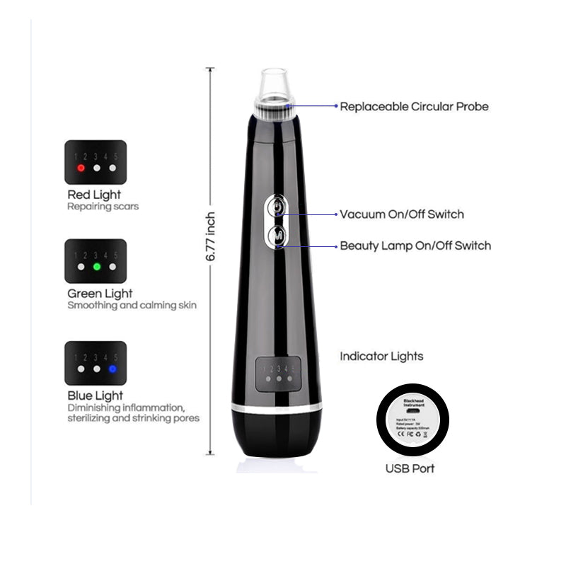 Portable rechargeable electric vacuum blackhead removal tool kit