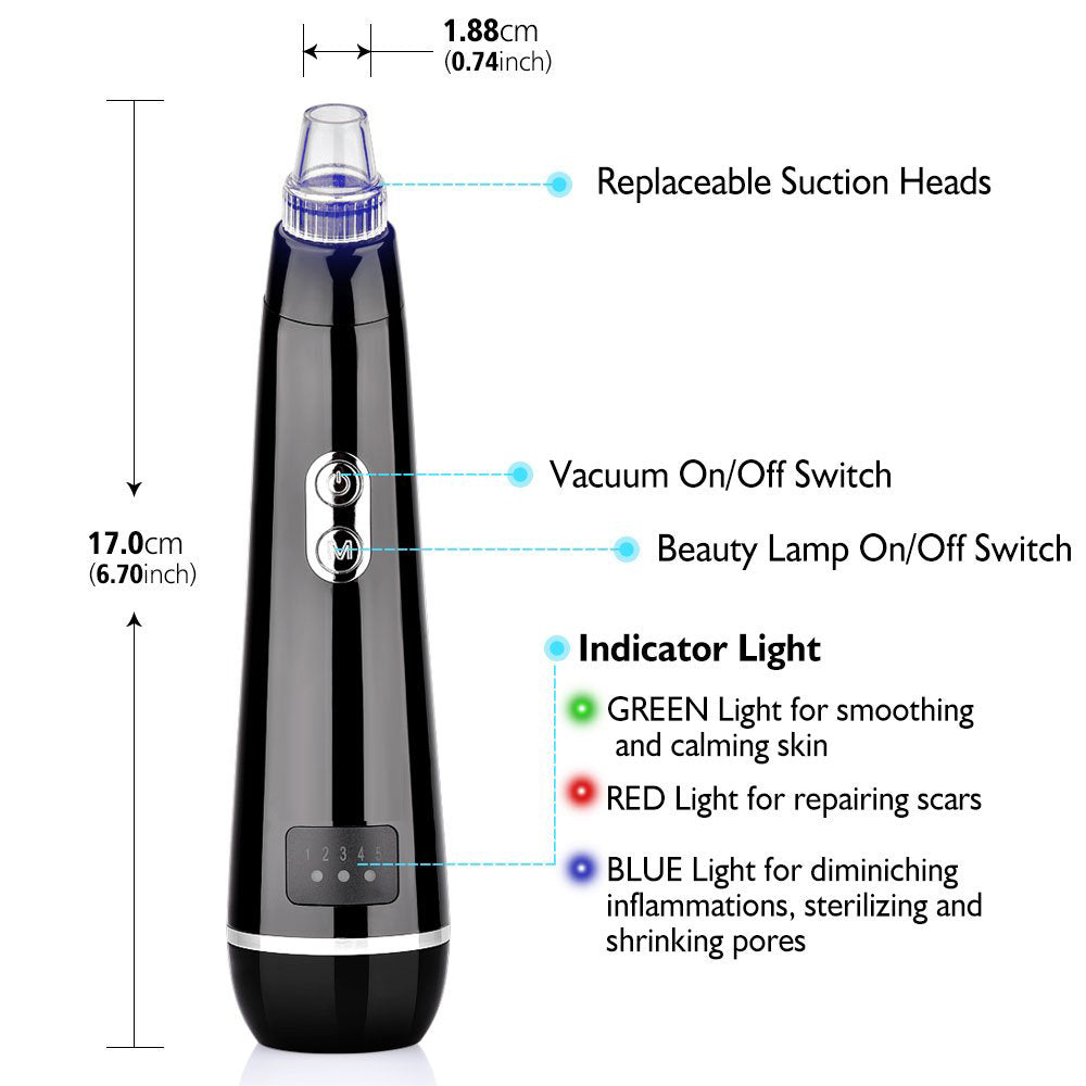 Portable rechargeable electric vacuum blackhead removal tool kit