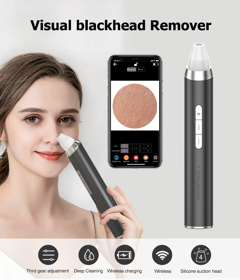 High quality WIFI Visible 2 Replacehead Suction Blackhead Remover With Camera