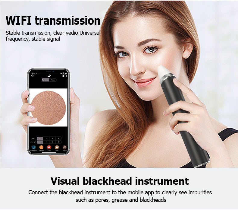 High quality WIFI Visible 2 Replacehead Suction Blackhead Remover With Camera