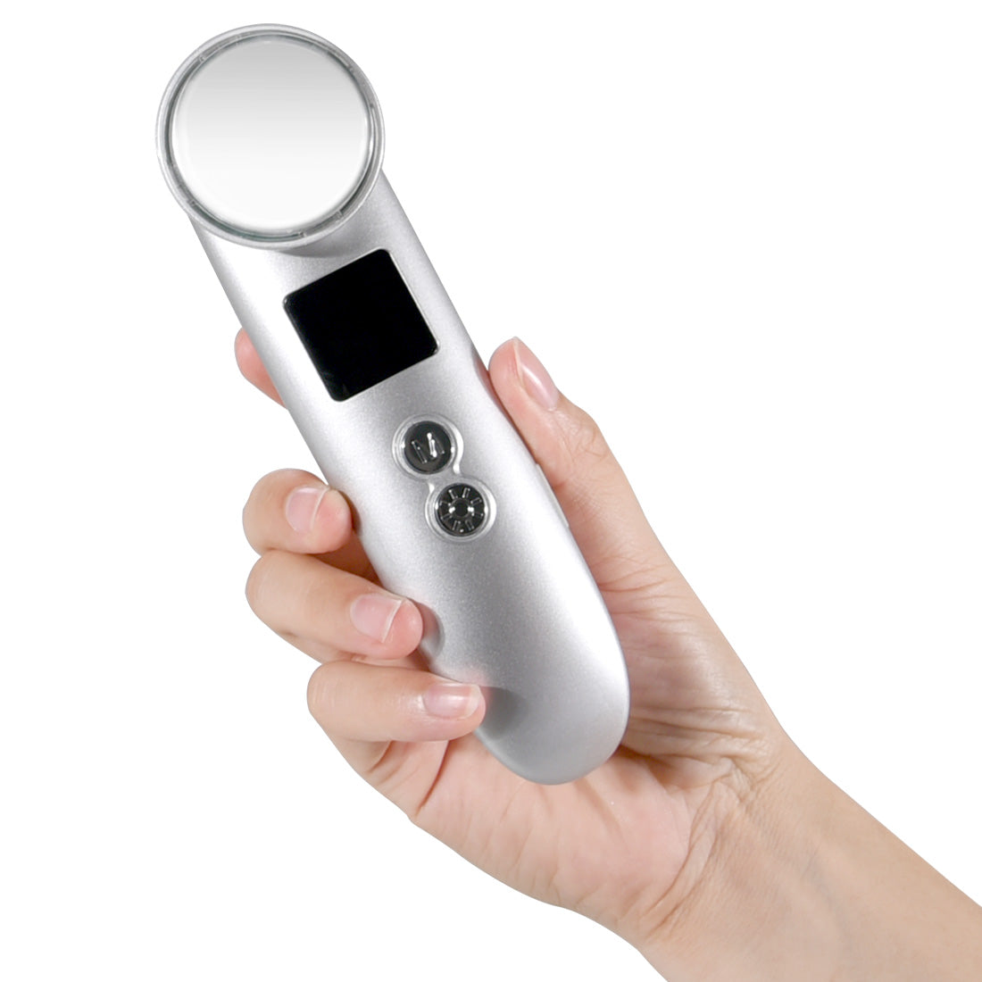 Personal skin care EMS ion heating sensor three color LED light facial massager