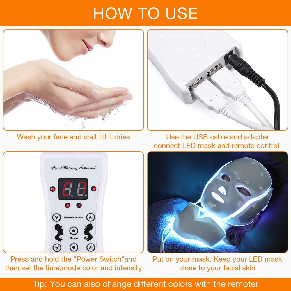 7 Colour Photon LED Skin Rejuvenation LED Face Mask