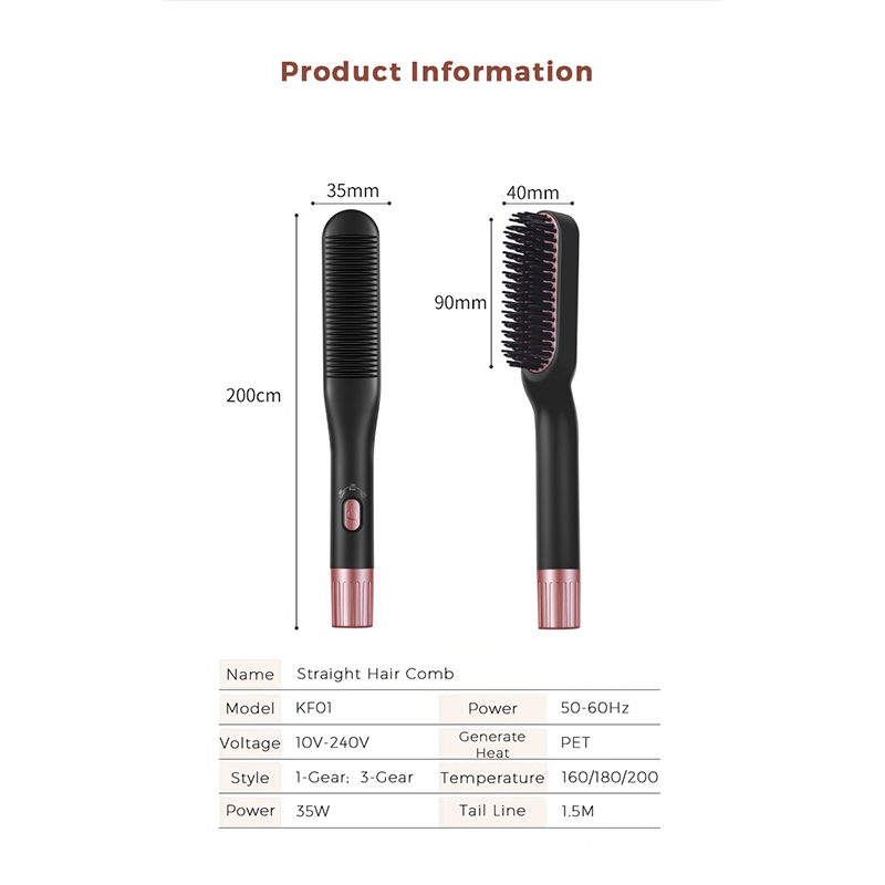 2022 Portable Heating Anti Scald 3 Heating Levels Electric Hair Styling Straightening Brush