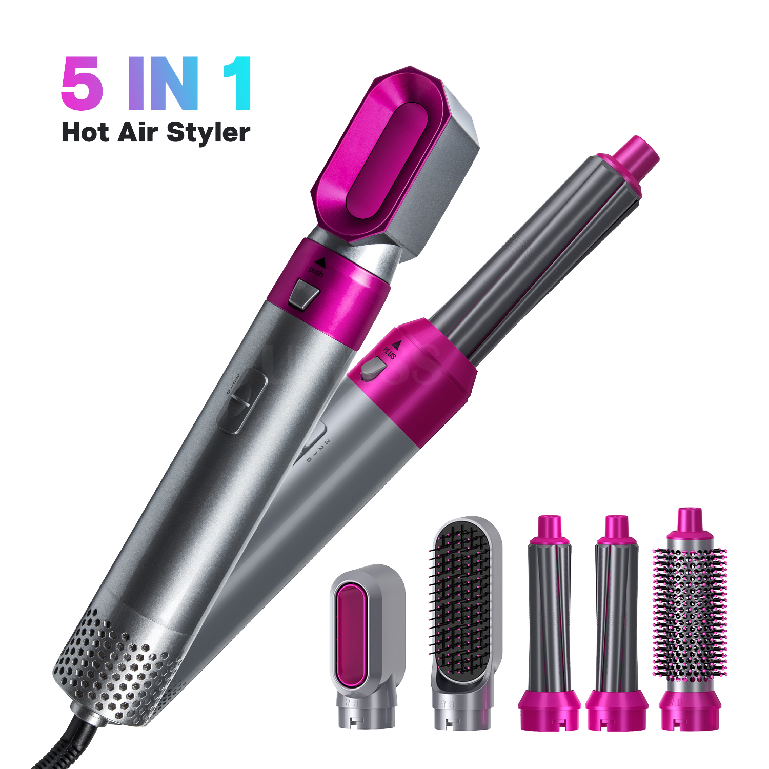 Hair Curling One-step Hair Blow Dryer Comb and Volumizer 5 in 1 Hot Air Brush