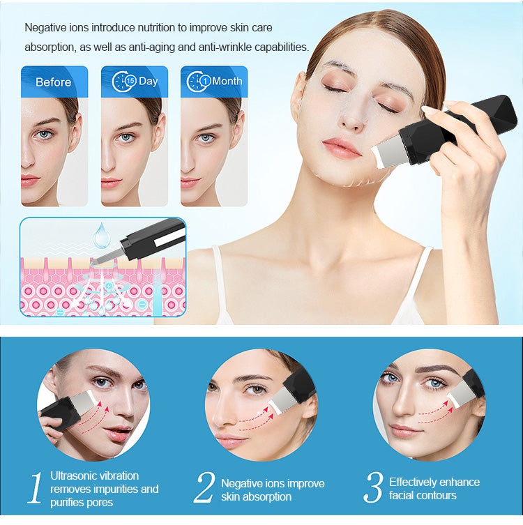 Spatula Ultrasonic LED Facial Skin Scrubber