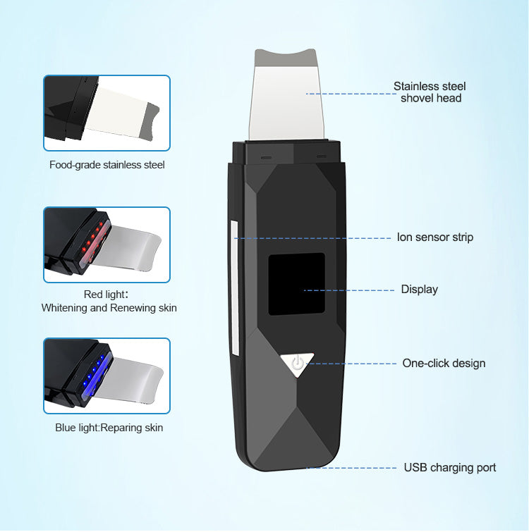 Spatula Ultrasonic LED Facial Skin Scrubber