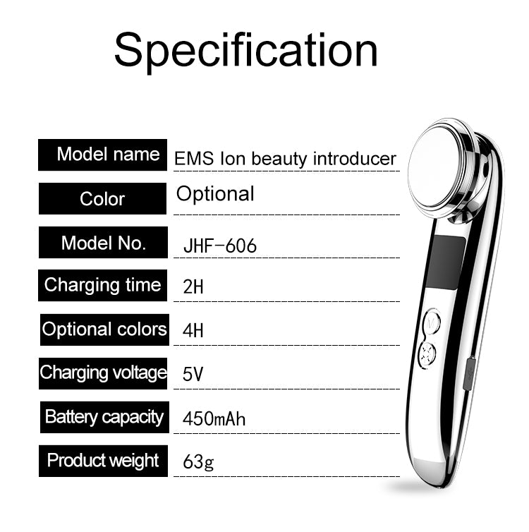 Personal skin care EMS ion heating sensor three color LED light facial massager