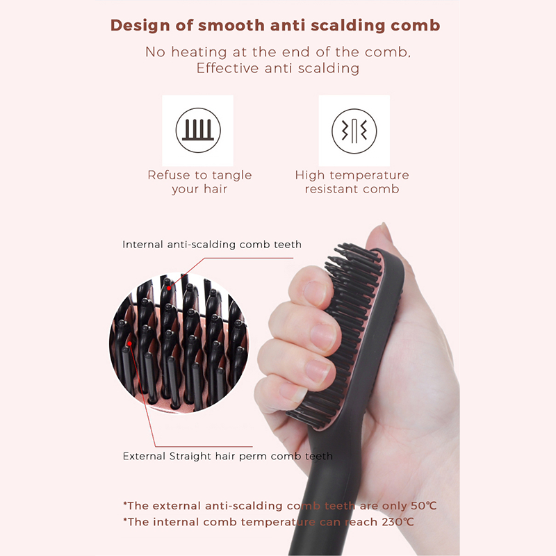 2022 Portable Heating Anti Scald 3 Heating Levels Electric Hair Styling Straightening Brush